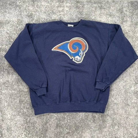 Vintage St Louis Rams Sweatshirt Mens Large L Blue Crew Neck Stitched Y2K NFL Cover