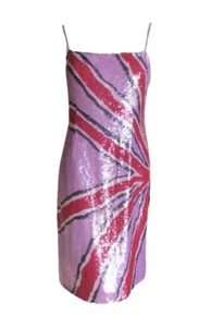 Vintage 1990’s Lilac Sequin Star Burst Slip Dress Size S - Bild 1 von 13