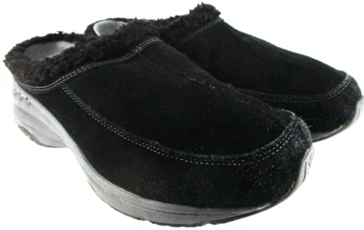 Women Mule Shoes Suede Leather Black Size 10 Faux Fur Cushion Insole Trim China - Image 1 of 4