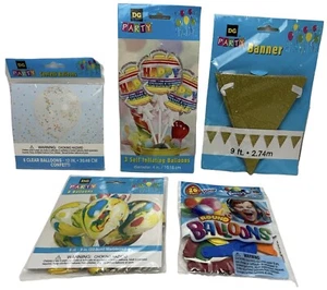 Lot of 5 Happy Birthday Party Supplies~Confetti, Marble & Stick Balloons~Banner - Picture 1 of 6