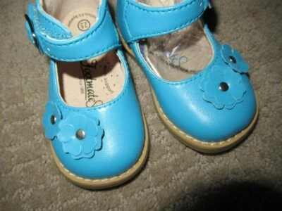 new Footmates aqua leather florette shoes baby girls 2.5 m free ship USA - Image 1 of 3