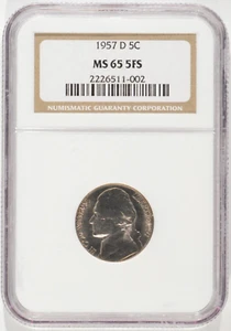 1957-D Jefferson Nickel 5c NGC MS65 FS 5FS 5 Full steps 2226511-002 - Picture 1 of 4