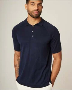 PEREGRINE Jones 3 Button Polo Sweater in Navy - Medium - BNWT RRP £145 - Picture 1 of 6