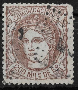 España 1870 Efigie alegórica de España Edifil 109 rombo de puntos - Imagen 1 de 2