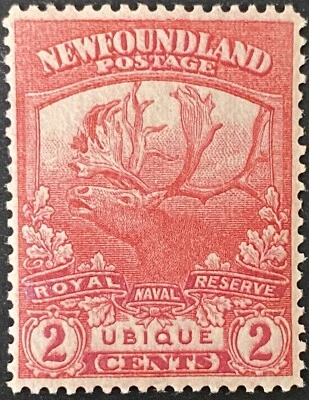 1919 SC#116b Newfoundland, Ubique Carmine 2C Stamp, VF MLH, Major Re-entry Foto 1 de 4