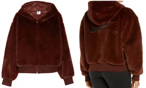 New Nike Sportswear Essentials Hoodie DD5116-273 Faux Fur Size L. Bronze Eclipse - Picture 1 of 10