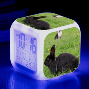 Colorful LED Alarm Clock Rabbit Glowing Electronic Digital Table Clock 3.15" - Picture 1 of 6