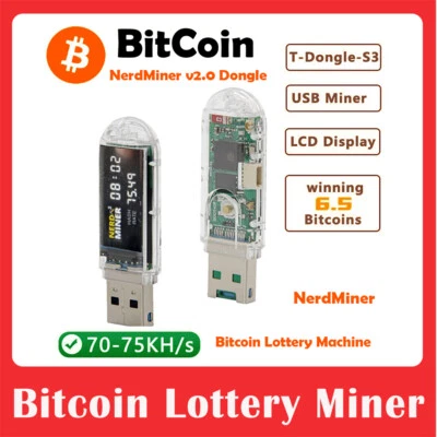 Bitcoin Nerdminer V2 Dongle USB Miner T-Dongle-S3 BTC Crypto Solo Lotter