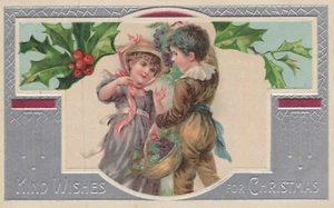Christmas - Children Framed on Card - Basket of Grapes - Unused/Unposted - Picture 1 of 2