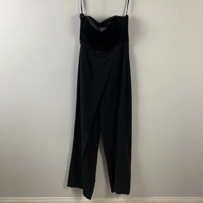 White House Black Market Strapless Wide Leg Jumpsuit Size 10 Black Velvet Bodice - Image 1 of 4