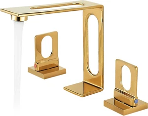 Gold Bathroom Sink Faucet 3 Hole, 8-Inch Widespread Bathroom Faucet, 2-Handle Go - Bild 1 von 16