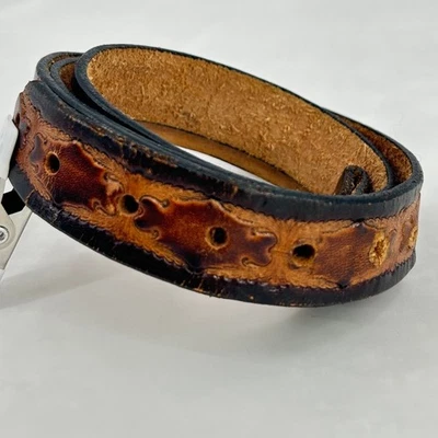 Cinturón De Colección Cuero Tooled Marrón Diseño Medallano Boho Western 41" Largo Sin Hebilla Foto 1 de 4