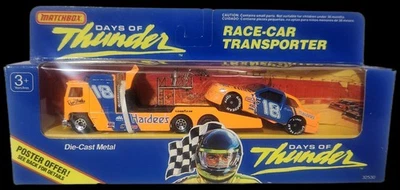 Matchbox Hardee's Days of Thunder 1990 coche de carreras transportador sin perforar casi nuevo sellado Foto 1 de 4