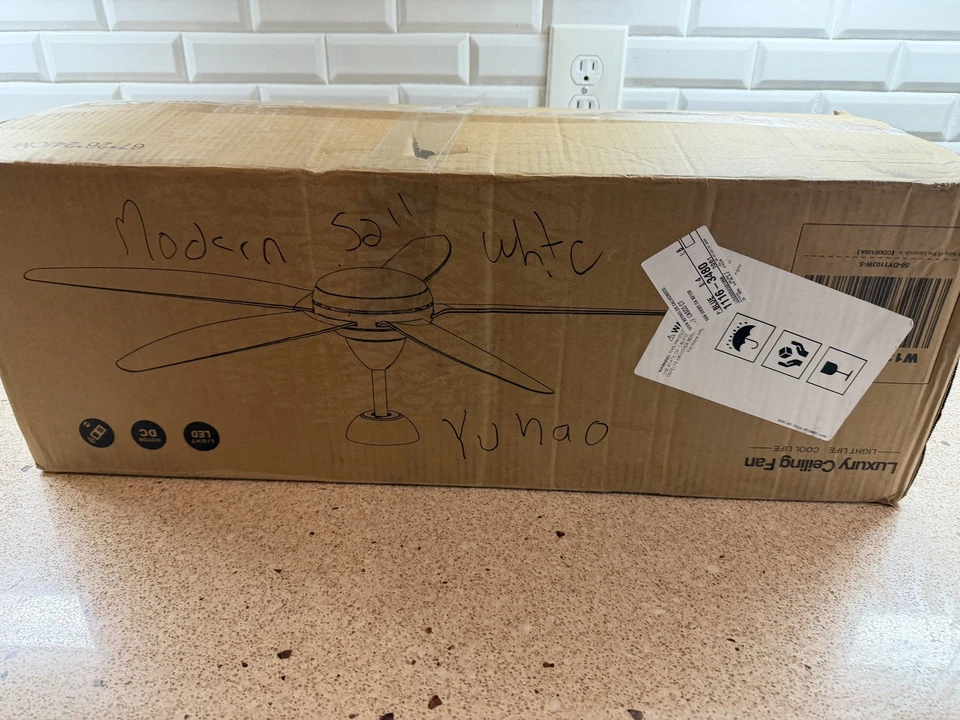 YUHAO 56 in. Dimmable LED Outdoor Matte White Fan+Light Kit+DCMotor+Remote - Image 1 of 1