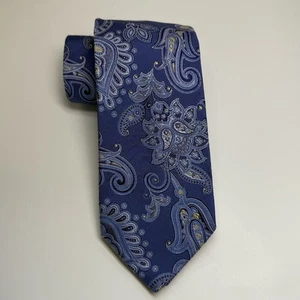 Saks Fifth Avenue Made In Italy Krawatte blau Paisley 100 % Seide - Bild 1 von 6