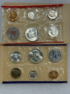 1961 P & D U.S. Mint Uncirculated Set Complete 10-Coin Set Original Envelope 61F - Image 1 of 4