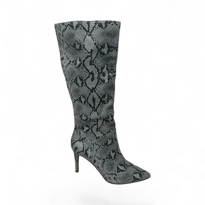 Steve Madden Kinga Snake Print Boots Size 8 M Faux Leather Blue Black Knee High - Image 1 of 4
