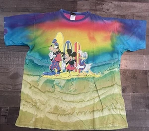 Vintage Disney Unlimited Shirt Men XL Tie Dye Jem Mickey Goofy Donald Surfboard - Picture 1 of 7