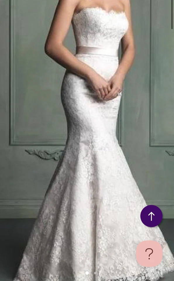 Vestido de novia Allure estilo nupcial 9117 talla 10 champán encaje y faja nupcial Foto 1 de 3