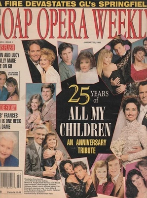 Soap Opera Weekly Jan 10, 1995 AMC 25th-STEVE KANALY-FRANCES REID-SHARON CASE - Image 1 of 2