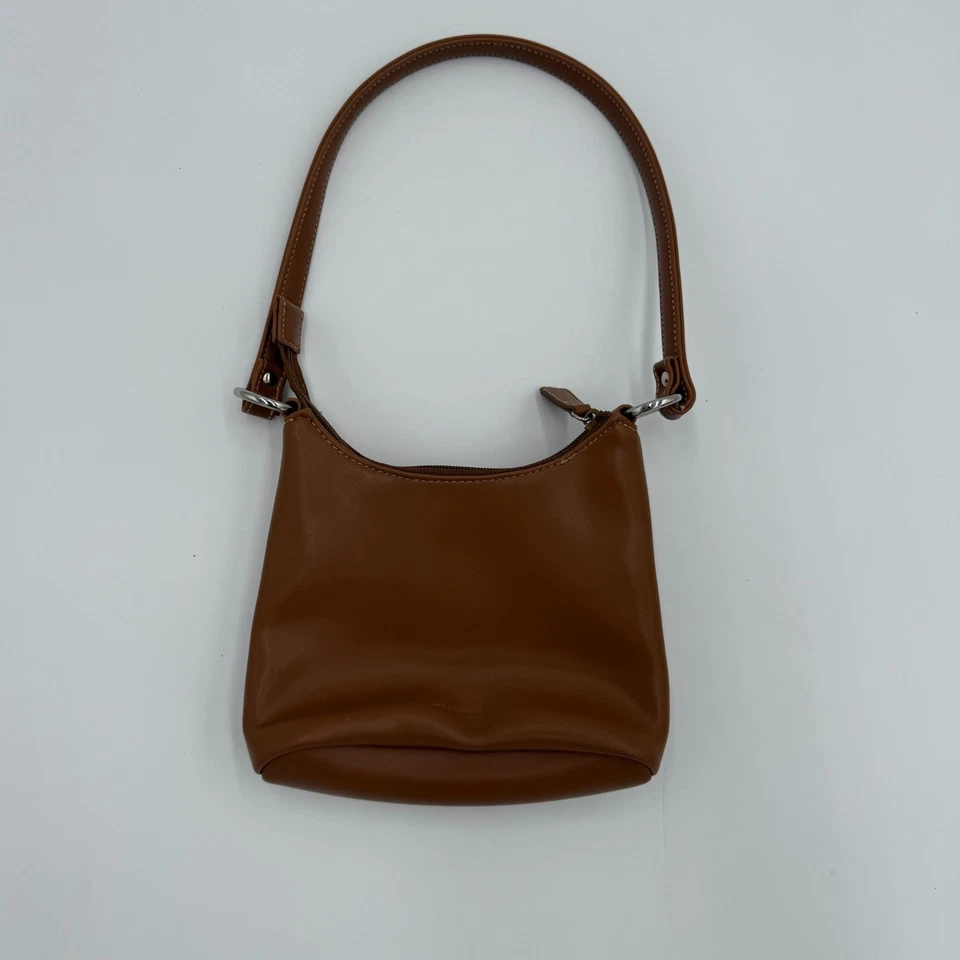 Bolsa de ombro feminina Nine & Company couro marrom alça destacável fecho com zíper - Imagem 1 de 4