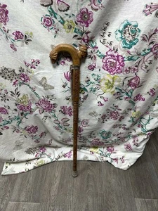 Rare Vintage Wooden Walking Stick With 2 Heads - 86cm Tall - Picture 1 of 10