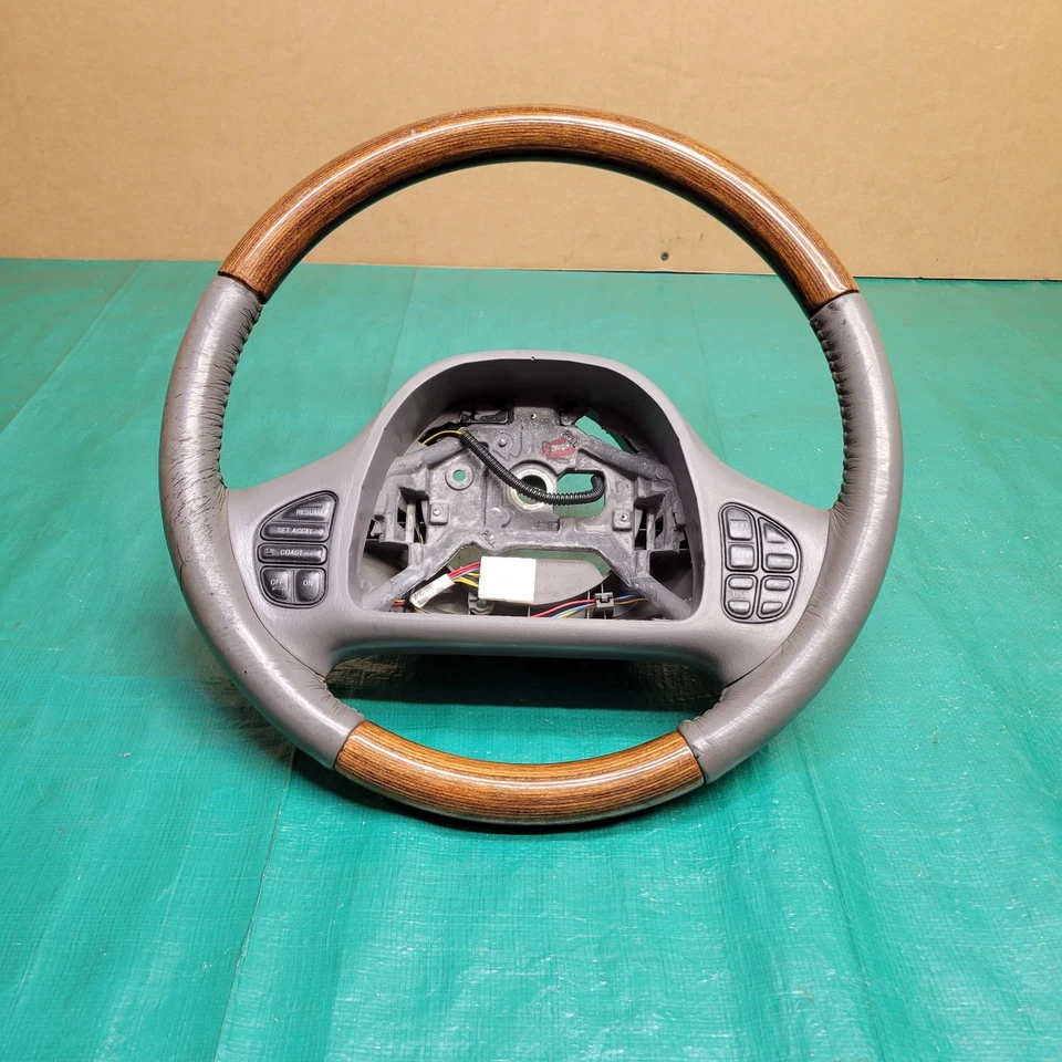 Volante Lincoln Town Car 1998-2004 grano de madera y cuero gris OEM Foto 1 de 4