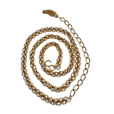 Vintage Gold Tone Tassel Dangle Chain Multi Link Belt Necklace 1970s BOHO WB - Image 1 of 4