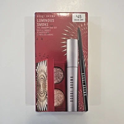 NIB Bobbi Brown Luminous Smoke Eye Shadow Duo Set Mascara Gel Eyeliner Black NEW - Image 1 of 4