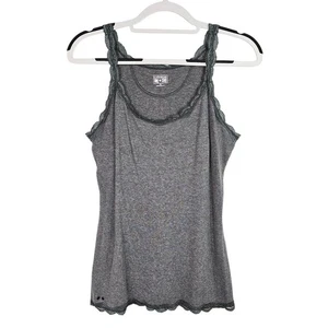 Vtg CONVERSE ONE STAR Y2K Cami Tank Top GRAY w LACE size XL ASO Elena Gilbert - Picture 1 of 10