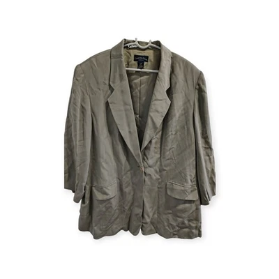 Charter Club Women's Linen Jacket 22W Plus Light Grey Button Up Pockets - Image 1 of 3