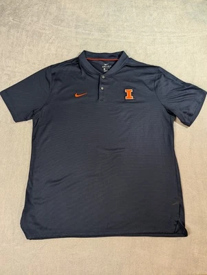 Nike Illinois Fighting Illinois Dri-FIT Blue Collarless Shirt XL Extra Large - Image 1 of 4
