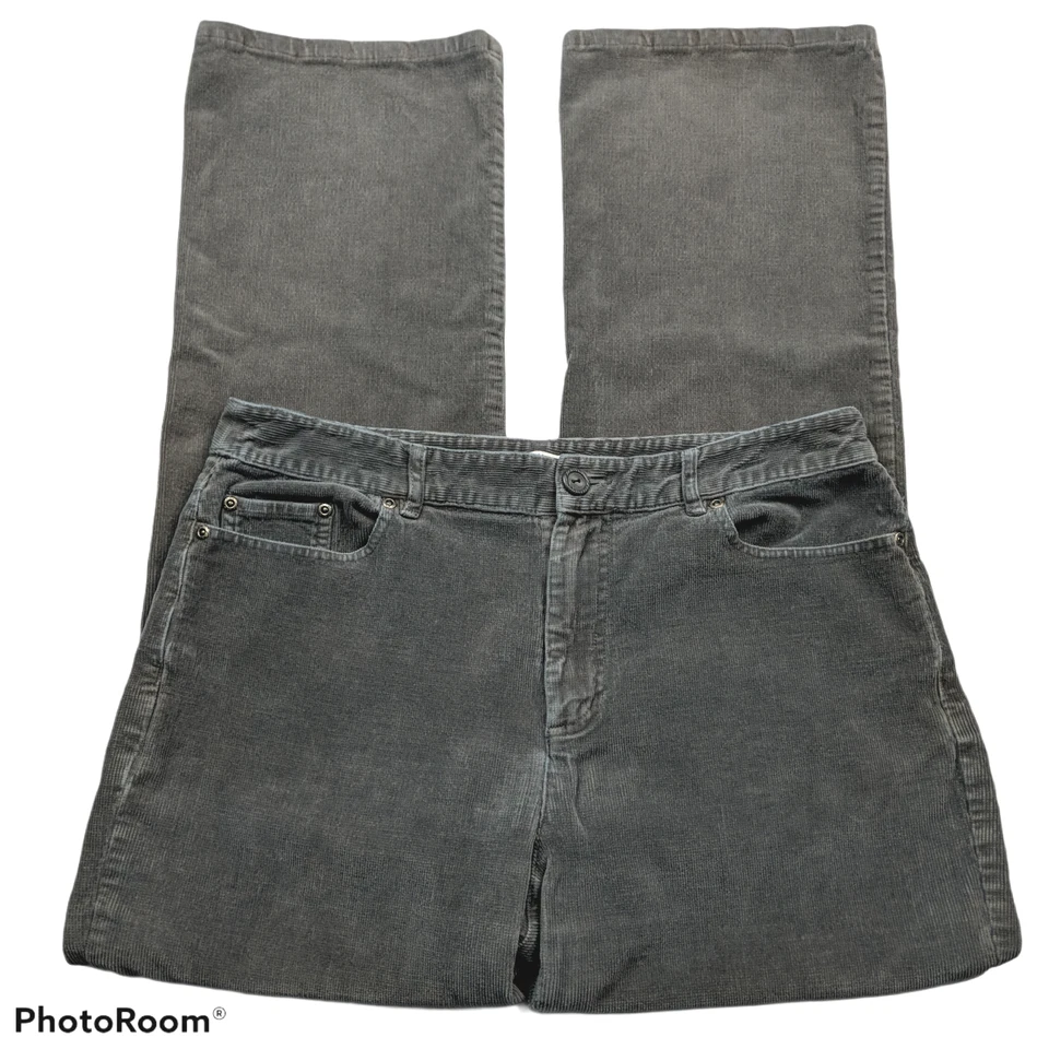 Calça Crazy Horse feminina de veludo perna reta tamanho 10 cinza sólido elástica carreira - Imagem 1 de 4