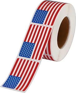 Rollo de pegatinas de bandera estadounidense SANNIX 500 piezas, calcomanía de bandera de Estados Unidos de 2 X 1,22 pulgadas, patri de Estados Unidos - Imagen 1 de 12