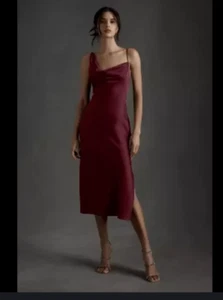 Vestido BHLDN Anthropologie August Satén Charmeuse MIDI Talla 10 Nuevo con Etiquetas - Imagen 1 de 10