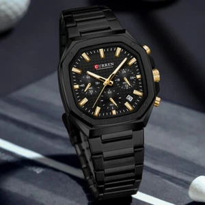CURREN 8459 Orologio Al Quarzo Uomo Acciaio Inox Sport Cronografo Multifunzione - Foto 1 di 19