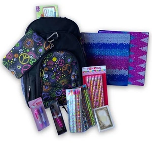 NWT Backpack & School Supplies Binders Pens Pencils Back to School Elementary - Picture 1 of 8