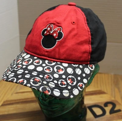 WOMENS DISNEY MINNIE MOUSE HAT BLACK/RED/WHITE ADJUSTABLE EMBROIDERED VGC D2 - Image 1 of 3