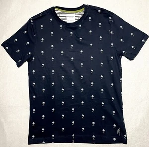 Mens T-Shirt Navy Blue Denim & Flower Ricky Singh Palm Tree Print Short Sleeve S - Picture 1 of 10
