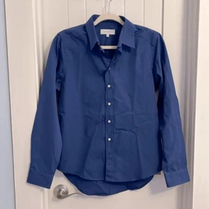 N.A. Martin Cobalt Blue Crisp Cotton Button Front Shirt, Made in Portugal Medium - Picture 1 of 7