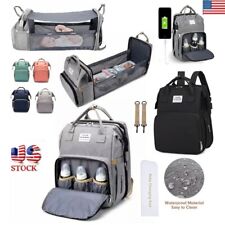 Baby Diaper Nappy Changing Backpack Set Mummy Large Multi-Function Travel Bag US