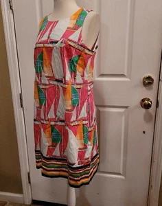 Segelkleid Boot Boote maritim rosa adrett tropisch Größe 10 Medium Large - Bild 1 von 6