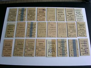 24 Stck.  Edmondsonsche Fahrkarten Eisenbahn  , entwertet  (Teterow, Poggelow)