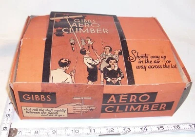 GIBBS AERO CLIMBER AIRPLANE PROPS WOODEN TOYS 1930s OLD STORE CASE - Image 1 of 4