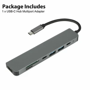 Adaptador multipuerto concentrador USB-C tipo C a HDMI 3.0 USB PD SD TF lector para HP Dell - Imagen 1 de 9
