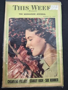 This Week Newspaper Magazine - Milwaukee Journal - Aug 13, 1939 - Sax Rohmer - Picture 1 of 1