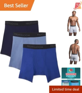 Men's Cotton Boxer Briefs, Moisture Wicking, Mid-Rise, Soft, Everyday Comfort - Picture 1 of 7