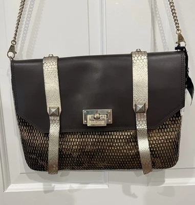 Bolsa de malha vintage anos 90 Just Cavalli por Roberto Cavalli com Vera Pelle couro - Imagem 1 de 4