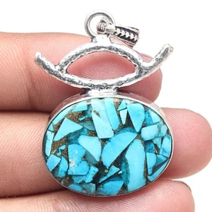 Necklace Blue Copper Turquoise Gemstone Handmade Jewelry Bracelets2.5" - Picture 1 of 7