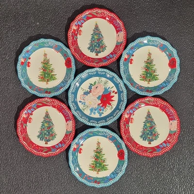 Platos Aperitivo Mujer Pionera Set 7 Navidad Vacaciones "Deseos Invierno" 6 1/2" Foto 1 de 4